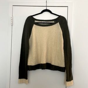 olive green & cream sweater